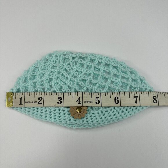 Handmade New Open Weave Fishnet Aunt Lynda's Ocean Cotton Knit Beanie- XXS/XS - Picture 8 of 10